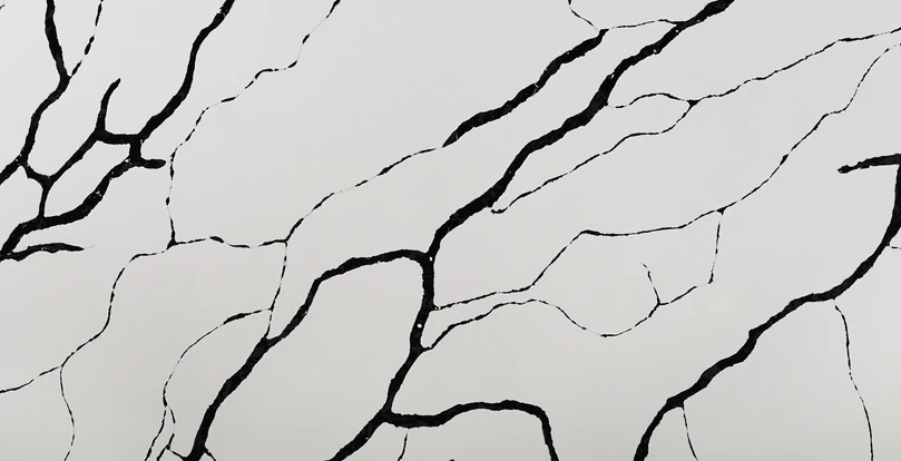 Panda White quartz countertop slab pattern