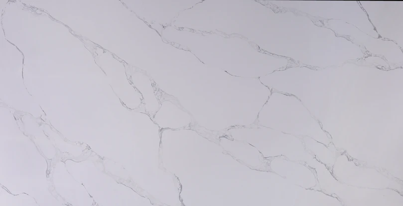 Pearl White quartz countertop slab pattern
