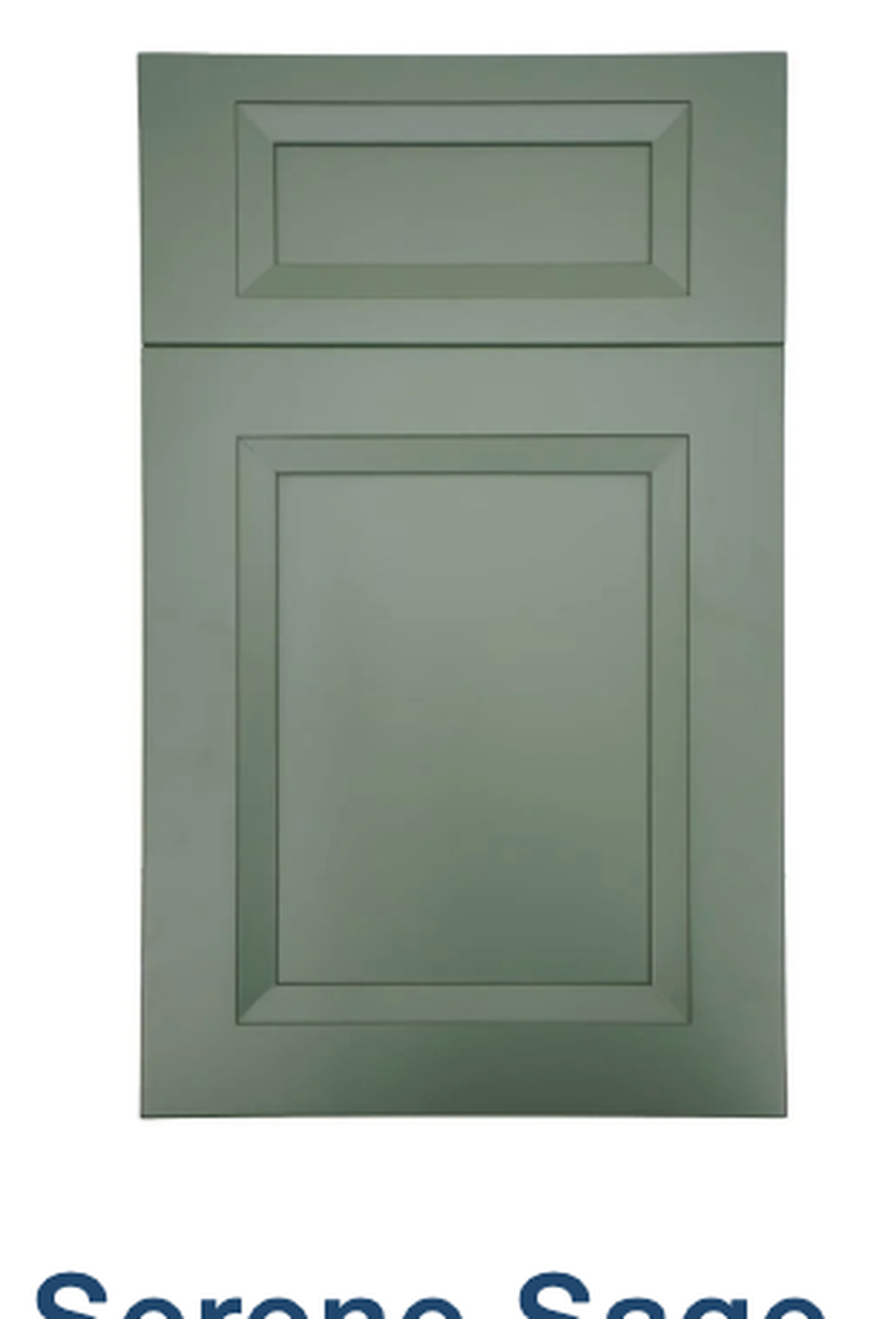 Serene Sage Green Raised Panel kitchen cabinet door finish