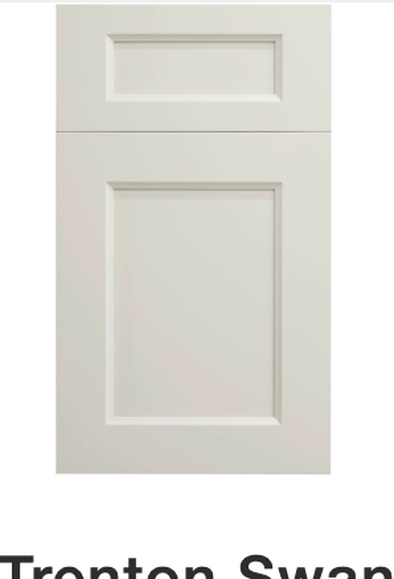 Trenton Swan White Shaker kitchen cabinet door finish