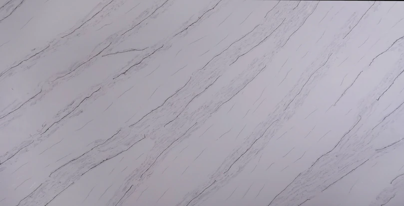 Snow White quartz countertop slab pattern